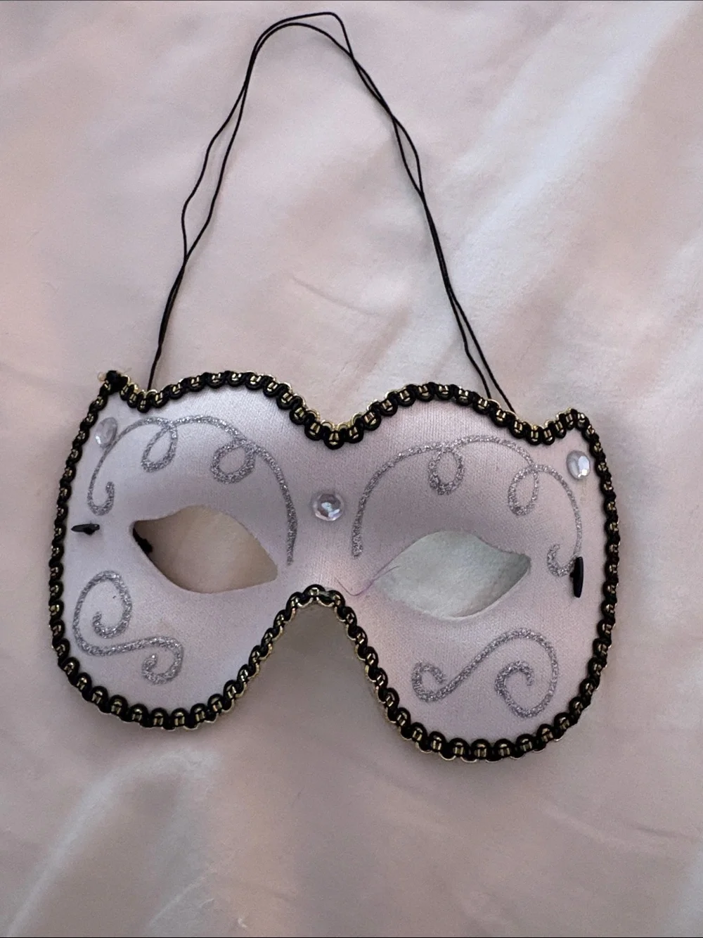 Pink Glitter Venetian Eye Mask with Black Trim